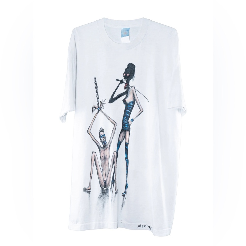 Vintage 90s FOTL Hand Drawn/Painted Dominatrix Kink T Shirt